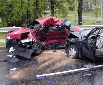 two cars involved in a crash